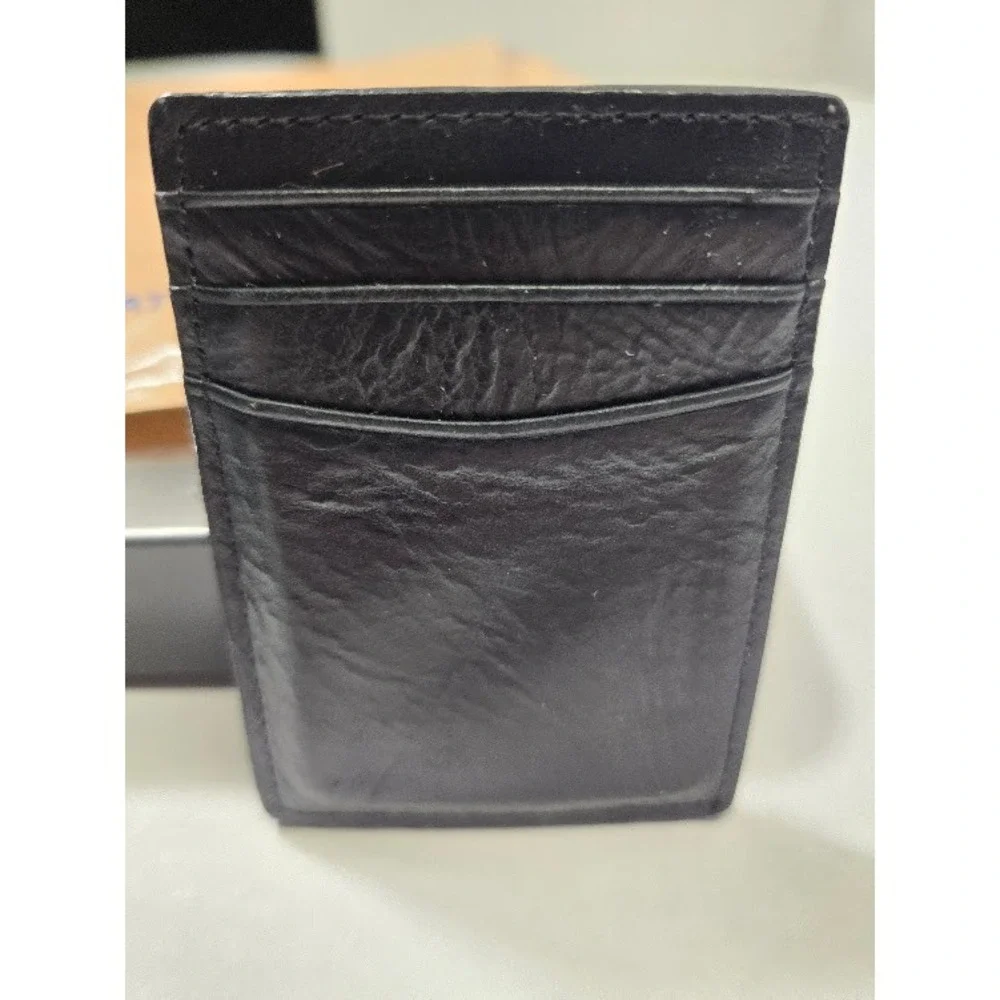 Danier Card Holder Mens Black Leather Bottle Opener Slim Wallet